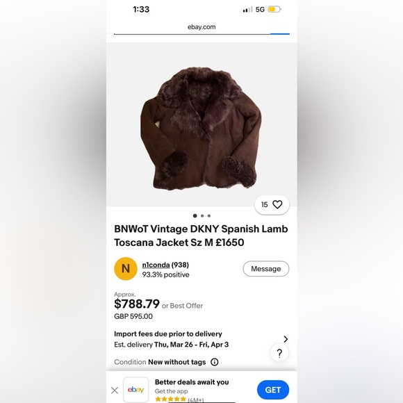 Dkny Jackets & Blazers - DKNY Deep Brown Teddy Jacket with Faux Fur Trim